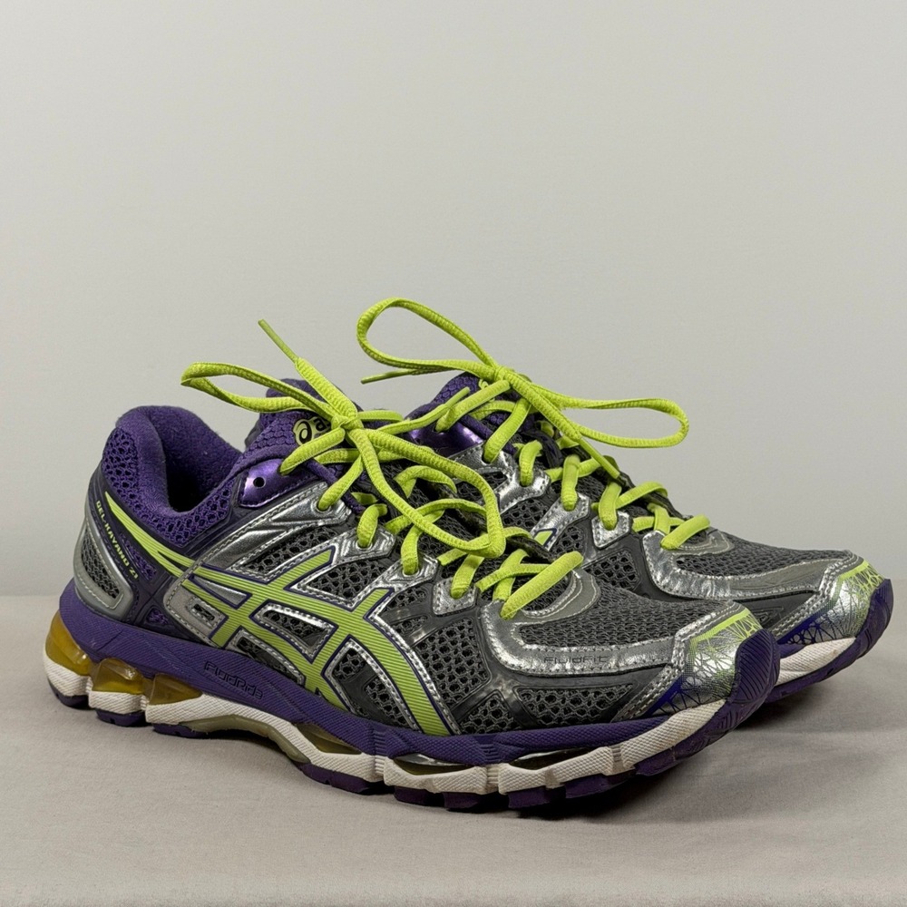 Asics Gel-Kayano 21 Womens Running Shoes Purple Silver Lime T4H7N Size 9